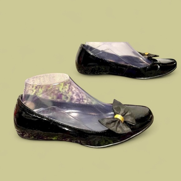 Born Black Bow Embellished Leather Ballet Flats Size 7 - Picture 1 of 11